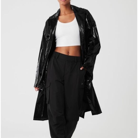 Alo yoga Metallic Break Line Trench black size XS - Picture 11 of 13